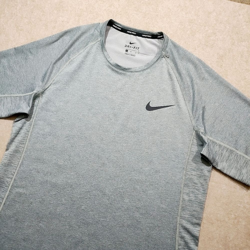 Nike Pro Dri-Fit Fitted Training Men's Gray Performance Gym Shirt #2